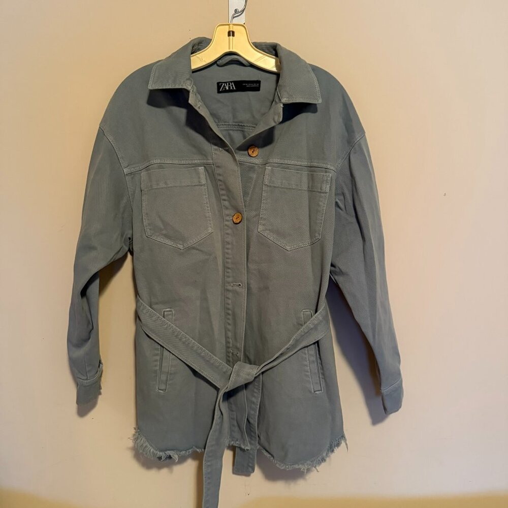 Zara Denim Coat Size XS Light Blue NWOT